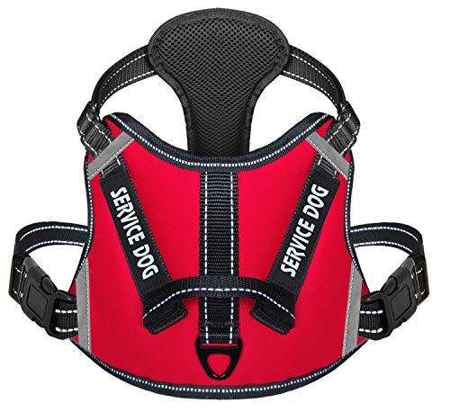 Cymiler Hundegeschirr, kein Ziehen, mit Griff, verstellbarer Komfort-Hundeweste, Hundegeschirr für Outdoor-Spaziergänge, 3M reflektierende Weste, M:Neck 13.8-20.5"|Chest 20.1-31.1", rot von Cymiler