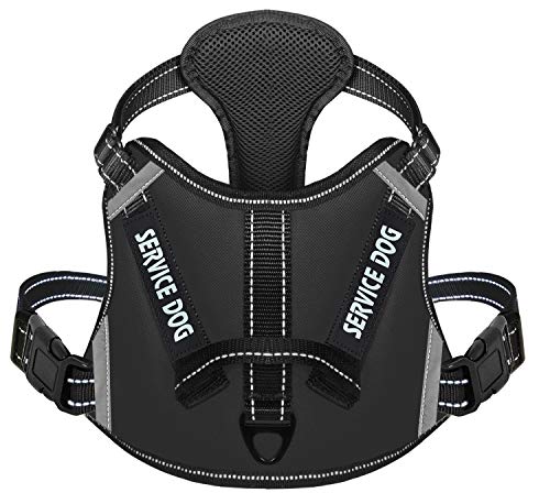 Cymiler Hundegeschirr, kein Ziehen, mit Griff, verstellbarer Komfort-Hundeweste, Hundegeschirr für Outdoor-Spaziergänge, 3M reflektierende Weste, S:Neck 10.6-16.9"|Chest 18.1-25.2", schwarz von Cymiler