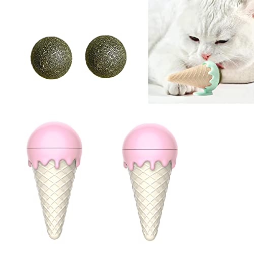 2pcs Catnip Wall Ball, Catnip Balls Toy for Cats Edible Wall Ball, 360° Rotatable Catnip Edible Licking Balls Cat Mint Ball, Interactive Toys for Cat Teeth Cleaning Kitten Chewing (Pink) von Cymwer