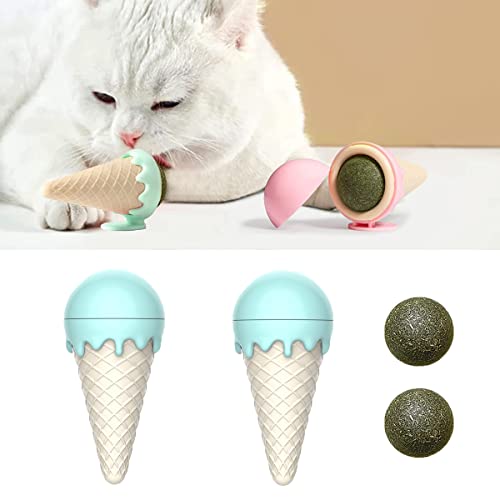 2pcs Catnip Wall Ball, Catnip Balls Toy for Cats Edible Wall Ball, 360° Rotatable Catnip Edible Licking Balls Cat Mint Ball, Interactive Toys for Cat Teeth Cleaning Kitten Chewing (green) von Cymwer