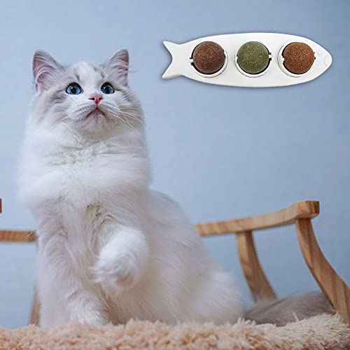 3pcs Catnip Wall Ball, 3 in 1 Catnip Balls Toy for Cats with Transparent Cover Catnip Wall Balls for Cats, Interactive Toys for Cat Teeth Cleaning Kitten Chewing von Cymwer