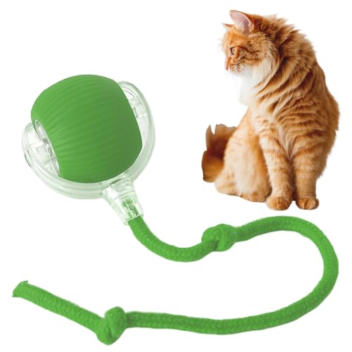 Cymwer Chewie Rolling Ball, Interaktives Katzenspielzeug, Hundespielzeug Ball mit Schnur,Interaktives Hunde Ball Spielzeug mit USB Aufladbar, Automatisch Rollender Ball für Katzen und Hunde von Cymwer