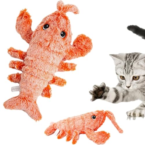 Cymwer Floppy Lobster, interaktives Hundespielzeug, Katzenspielzeug, Plüsch-Floppy-, springendes, bewegliches Hundespielzeug für Katzen und Hunde, wiederaufladbares USB-Haustierspielzeug, ro von Cymwer