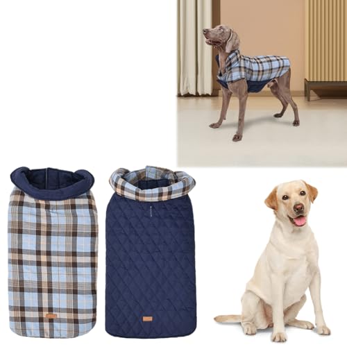 Cymwer Hundemantel Winter, Warme Wintermantel Hundejacke for kleine, mittelgroße und große Hunde, wendbarer Hundemantel im britischen Karo-Stil Winddichte Schneejacke von Cymwer