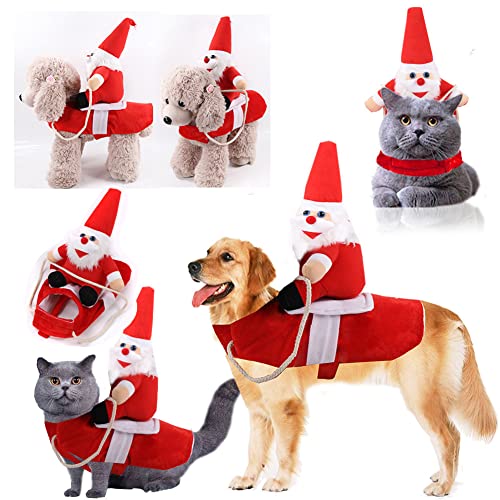 Weihnachtskostüme Hunde Outfits, Reitbekleidung mit Weihnachtsmann Winter Hundekleidung Nicht Verblassen Hund Thermo Sweatshirt Bequeme Haustier Dekoration von Cymwer