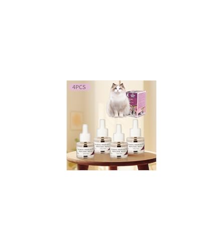 Beruhigender Diffusor für Katzen, fortschrittliche Katzen-Pheromone, beruhigender Diffusor, verbesserter beruhigender Pheromon-Diffusor, Nachfüllpackungen (48 ml x 4 Stück) von CyperGlory