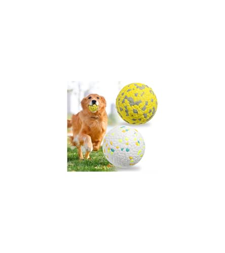 CyperGlory 2 Pack Unzerstörbare Hunde-Tennisbälle für aggressive Kauer: interaktives Haustierspielzeug, Herding und Jolly Ball für Hunde, langlebig, federnd und wasserspielzeug Apportierbälle (weiß, von CyperGlory