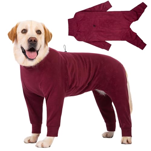 Cyponpy Prägung Hundemantel Fleece Hundepullover mit Beinen Winterjacke Hund Fleece Pullover Warm Hundepyjama Hundebademantel Grosse Mittelgroße Hunde Wintermantel Hunde Fleece Hundejacke Hundepulli von Cyponpy