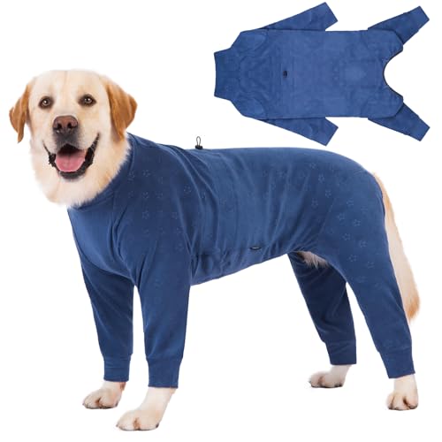 Cyponpy Prägung Hundemantel Fleece Hundepullover mit Beinen Winterjacke Hund Fleece Pullover Warm Hundepyjama Hundebademantel Grosse Mittelgroße Hunde Wintermantel Hunde Fleece Hundejacke Hundepulli von Cyponpy