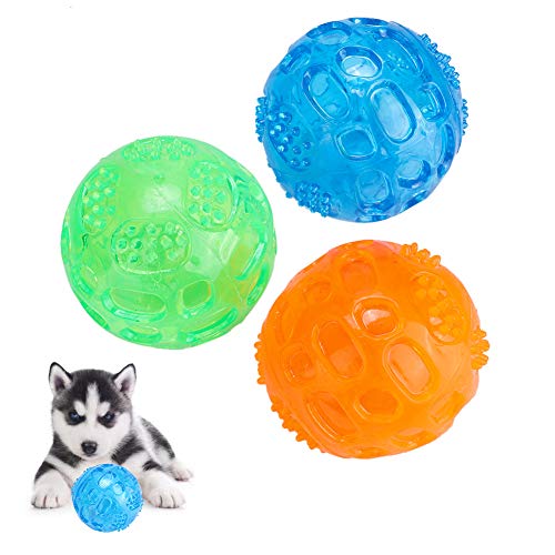 3 Stück/Set 7,6 Cm Große Quietschende Hundespielzeugbälle (3 Farben), Welpen-Kauspielzeug Zum Zahnen, Stachelige Hundebälle Für Mittelgroße, Große Und Kleine Hunde, Quietschende Kauballspielzeug-Welpe von Cyrank