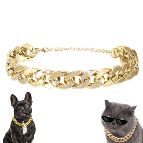 Haustier Hundehalsband Halskette Mode Gold Schmuck Accessoires für kleine mittlere Teddy Französische Bulldogge von Cyrank