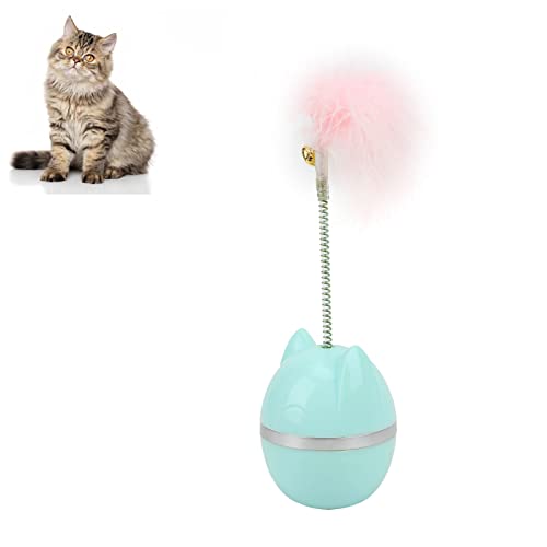 Cyrank Katzenspielzeug, Katzenfederspielzeug Mit Glocke, Drehbares Kätzchenspielzeug, Kitty Teaser Zauberstab, Kitty Toys, Selbstspielendes Interaktives Katzenspielzeug Für Hauskatzen(Blau) von Cyrank