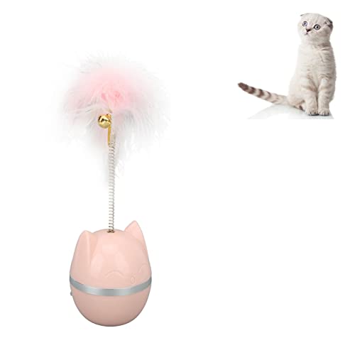 Cyrank Katzenspielzeug, Katzenfederspielzeug Mit Glocke, Drehbares Kätzchenspielzeug, Kitty Teaser Zauberstab, Kitty Toys, Selbstspielendes Interaktives Katzenspielzeug Für Hauskatzen(Rosa) von Cyrank