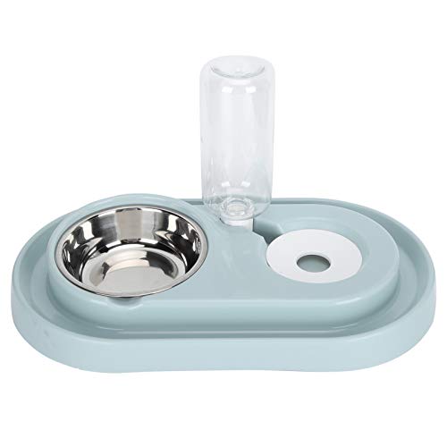 Doppel-Hunde-Katzennapf-Set, 2 in 1 Automatischer Wasserspender Futter- und Wasserspender für kleine mittelgroße Katzen Hunde(Blau) von Cyrank