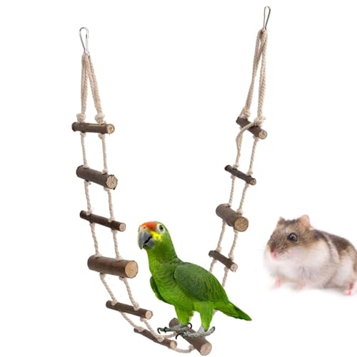 Haustier Seilleiter, kleine Vogelkäfig Hamster Vogelleiter Kletterseil Leiter Vögel Swing Hängende Brücke Spielzeug für Maus, Chinchilla, Ratte, Eichhörnchen, Zwerg Hamster, Papagei von Cyrank