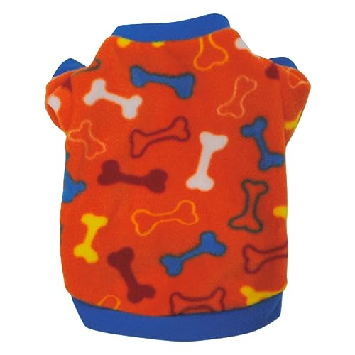 Hunde-Winterkleidung, Warme Hundekleidung Mit Knochenmuster, Winter-Fleece-Hundemantel, Thermo-Welpenkleidung, Pullover Für Hunde, Orange von Cyrank