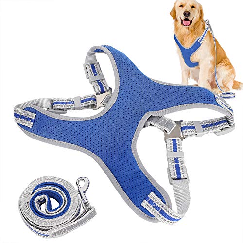 Hundegeschirr, Reflektierendes Hundewestengeschirr Hundegeschirr ohne Zug mit Zugseil für das Hundetraining beim Gehen(Blau) von Cyrank