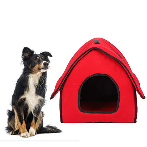 Indoor-Hundehütte, waschbare Katzenbett-Höhle, abnehmbare, überdachte Hundebett-Katzenhäuser für Indoor-Katzen, kleine Hunde(Rot) von Cyrank