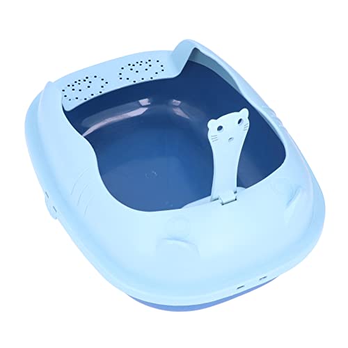 Katzentoilette, halbgeschlossene Katzentoilette, leicht zu reinigende Katzentoilette mit Katzentoilette für Katzen im Innenbereich(Blau) von Cyrank