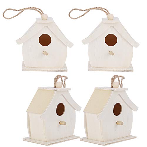 Mini-Holz-Vogelhaus, Holz-Vogelhaus Für Wilde Kleine Vögel, Zum Aufhängen von Vögeln, Nestern, Ornamenten, 4 Stück, Innovatives Hängendes Vogelnest, Ornament Für Gartendekoration Im Freien von Cyrank