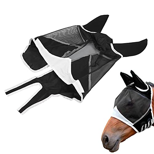 Pferde-Mesh-Fliegenmaske, Atmungsaktive, Elastische Pferde-Gesichtsmaske Mit Ohren, Komfort-Pferde-Fliegenmaske, Fliegenmaske von Cyrank