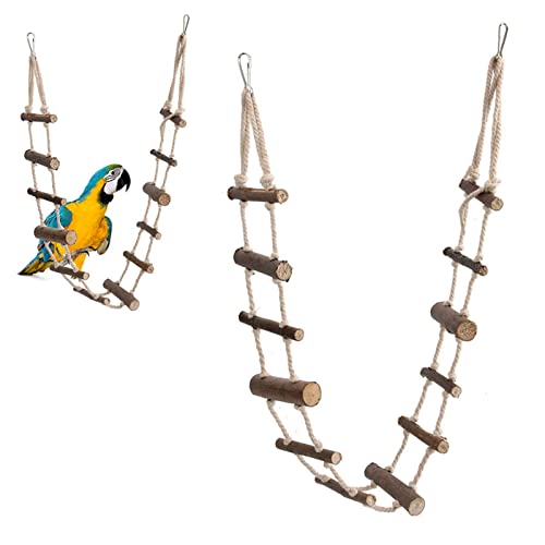 Vogel-Holzleiterbrücke Für Papageien, Haustier-Hamster-Kletterleiter, Schaukelspielzeug, Holz-Kletterleitern-Brücke Für Vogelpapageien, Hamster, Eichhörnchen, Zuckergleiter, Haustier-Vogelkäfig-Zubehö von Cyrank