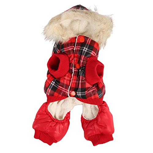 Weihnachtskleidung Für Hunde, Warmer Hundemantel, Dickes Polyester Und Fleece, Gepolstert, Kariert, Warme Kapuzenkleidung Für Kleine Hunde(L) von Cyrank