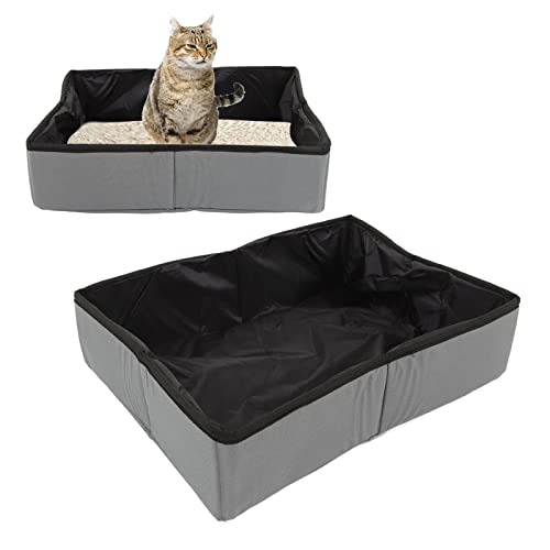 Zusammenklappbare tragbare Katzentoilette, wasserdichte Outdoor-Katzentoilette für Katzen für unterwegs(L-Grau) von Cyrank