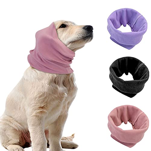 Quiet Ears Covers for Dogs 3pcs,Dog Snoods Ear Covers for Noise,Grooming and Force Drying Miracle Tool for Anxiety Relief & Calming Dogs(Grey+Pink+Purple) (Large) von Cyxunand