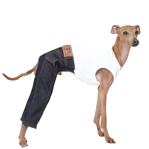 D DOGGY STAR Ärmellose Jeans, Einteiler, Whippet für Hundemantel, Größe 3XL, Blau von D DOGGY STAR