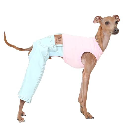 D DOGGY STAR Ärmellose Jeans, Einteiler, Whippet für Hundemantel, Größe 3XL, Himmelblau von D DOGGY STAR