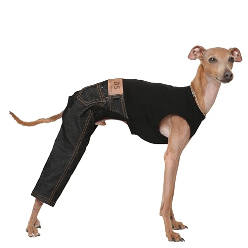 D DOGGY STAR Ärmellose Jeans, Einteiler, Whippet für Hundemantel, Größe XL, Schwarz von D DOGGY STAR