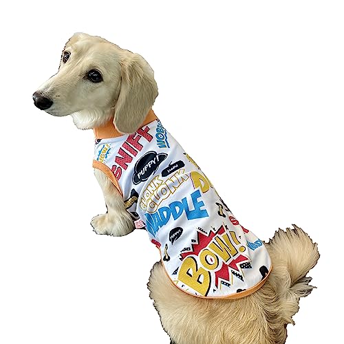 D DOGGY STAR Dackel Kleidung für Hunde Mini und Erwachsene T-Shirt (L, Comic White) von D DOGGY STAR