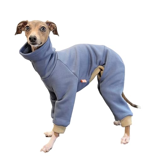 D DOGGY STAR Einteiler für italienische Windhunde, dehnbares Fleecefutter, einfacher Einteiler, Whippet für Hundemantel, Größe XXL, Blau (Simple Blue) von D DOGGY STAR