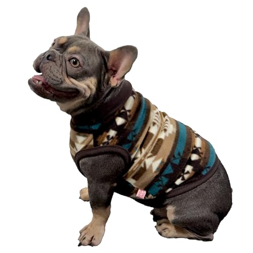 D DOGGY STAR Französische Bulldogge Kleidung für Hunde, nordischer Polarfleecepullover, Herbst, Winter und Frühjahr (3XL, B Braun, Nordic) von D DOGGY STAR