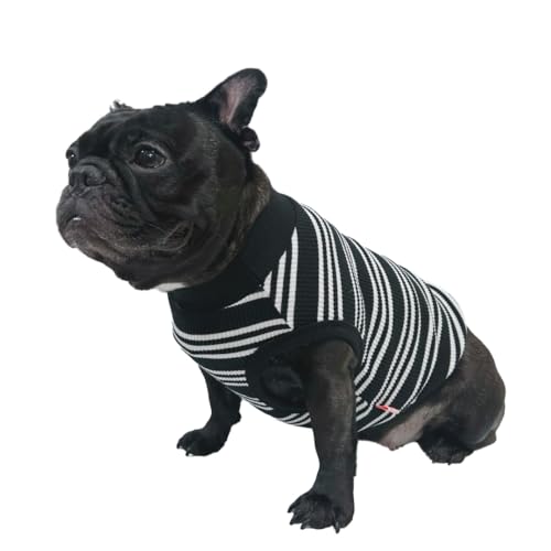 D DOGGY STAR Französische Bulldogge Kleidung für Hunde, super dehnbar, gestreift, 4XL, Schwarz gestreift von D DOGGY STAR