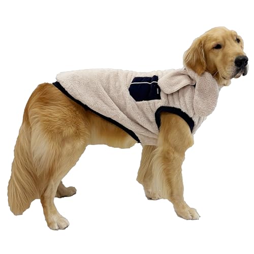 D DOGGY STAR Scf NVY Hundekleidung für große Hunde, warmer Fleece-Pullover, Schal, Set für große, mittelgroße und kleine Hunde (Größe L, Scf NVY) von D DOGGY STAR