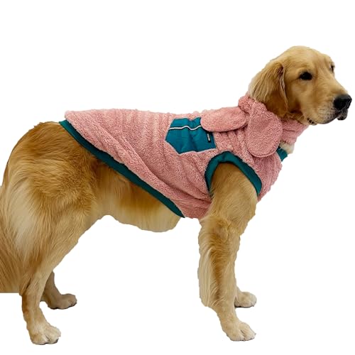 D DOGGY STAR Große Hundekleidung Warm Fleece Pullover Schal Set Konfiguration für große, mittelgroße kleine Hunde (M,Scf Grn Pkt) von D DOGGY STAR