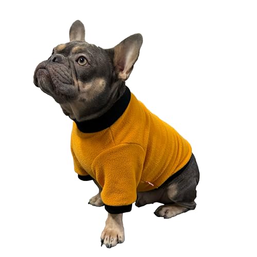 D DOGGY STAR Hundekleidung für Hunde, superweiches Fleece, mit Ärmeln, für Herbst, Winter und Frühjahr (3XL, B Mustard FLC) von D DOGGY STAR