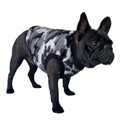 D DOGGY STAR Hundekleidung für Hunde mit französischer Bulldogge, gemütlich, warm, Fleece, Camouflage, Herbst und Winter (3XL, B Grau Camo) von D DOGGY STAR