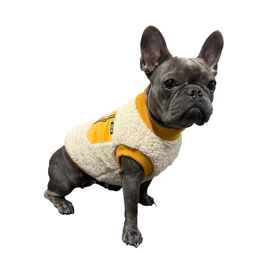 D DOGGY STAR Hundekleidung für Hunde mit französischer Bulldogge, warm, Fleece, für kaltes Wetter, für Herbst und Winter (5XL, B Senffarben) von D DOGGY STAR