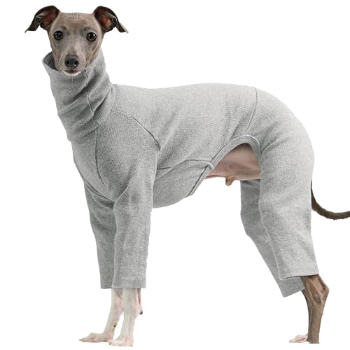 D DOGGY STAR Italienische Windhundkleidung, dehnbarer Einteiler, Whippet für Hunde, Größe 3XL, gerippt, Grau von D DOGGY STAR