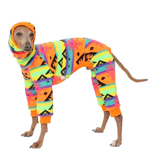 D DOGGY STAR Italienischer Windhund-Pullover, Rollkragen-Outfit, nordischer Fleece-Einteiler, Kleidung für Hundemantel (3XL, Orange Nordic) von D DOGGY STAR