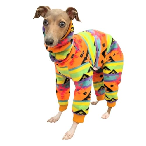 D DOGGY STAR Italienischer Windhund-Pullover, Rollkragen-Outfit, nordischer Fleece-Einteiler, Kleidung für Hundemantel (XXL, Orange, Nordic) von D DOGGY STAR