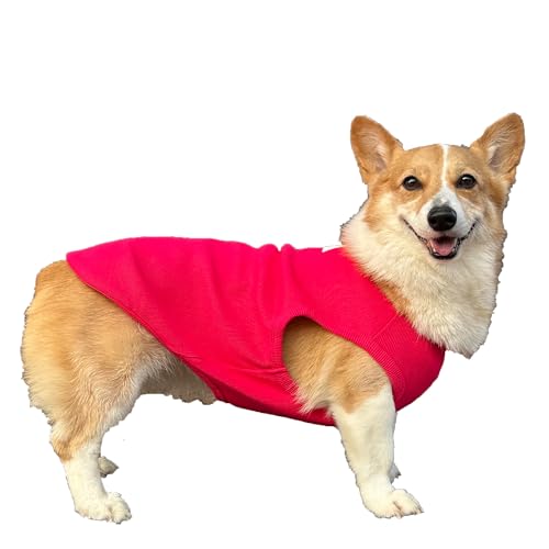 D DOGGY STAR Welsh Corgi Kleidung für Hunde, strapazierfähige und dehnbare Baumwolle, ärmellos, Größe 4XL, ZZ Hot Pink von D DOGGY STAR