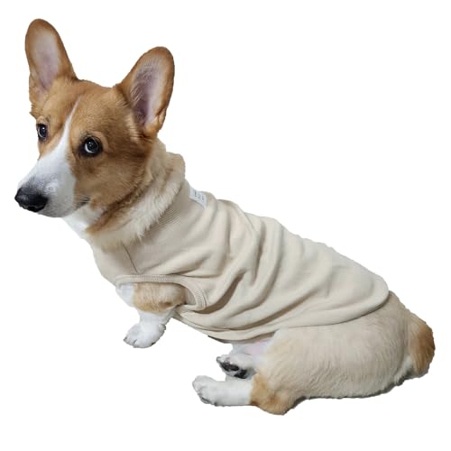 D DOGGY STAR Welsh Corgi Kleidung für Hunde, strapazierfähige und dehnbare Baumwolle, ärmellos, Größe 5XL, ZZ Beige von D DOGGY STAR