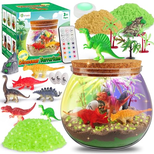 D-FantiX Dinosaurier Spielzeug für Kinder, LED Light-Up Dino Terrarium Toy Jar Kit, DIY Dino Kunst und Handwerk, pädagogische Wissenschaft Kits, Geburtstag Ideal Alter 3 4 5 6 7 8-12 Jahre alt von D-FantiX