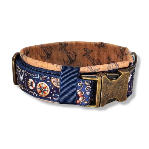 D by E Couture Hundehalsband – Nautical Dream II - gepolstert, verstellbar, 30mm Breite, Verschiedene Größen, Handmade (XS (ca. 24-30cm)) von D by E Couture