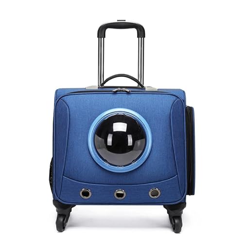D'llesell Haustier-Reise-Transportwagen mit Rollen für Hund und Katzen, tragbare 45,7 cm, Universal-Reisebox für Katzen und Hunde, erhältlich in Blau von D'llesell