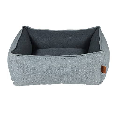 D&D Home, Hundebett Bob L – 98 x 68 x 23 cm, Blau, Seitenkissen, reich gepolstert, waschbar mit Rutschfester Unterseite, Wendekissen, innen und außen gewebt von D&D Home